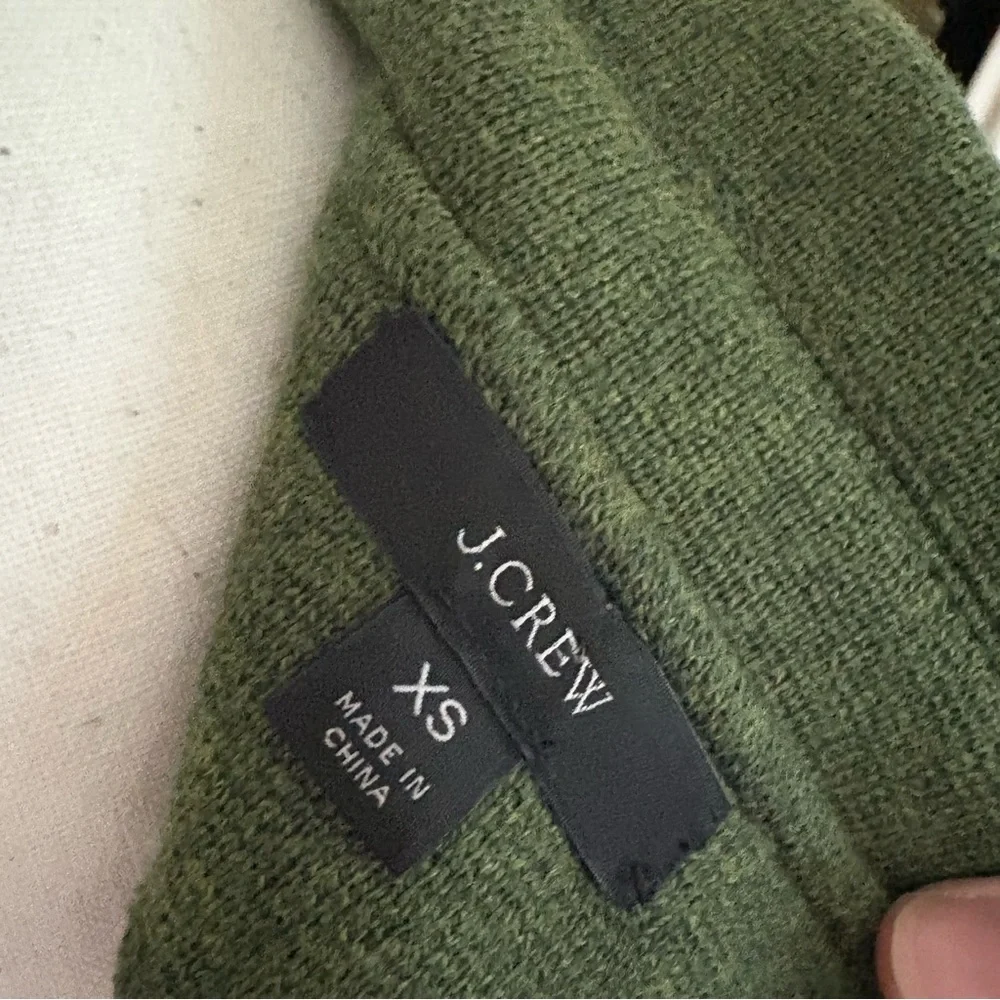 J CREW Green Sophie Open Front‎ Sweater Blazer Cotton Wool Blend Size XS
